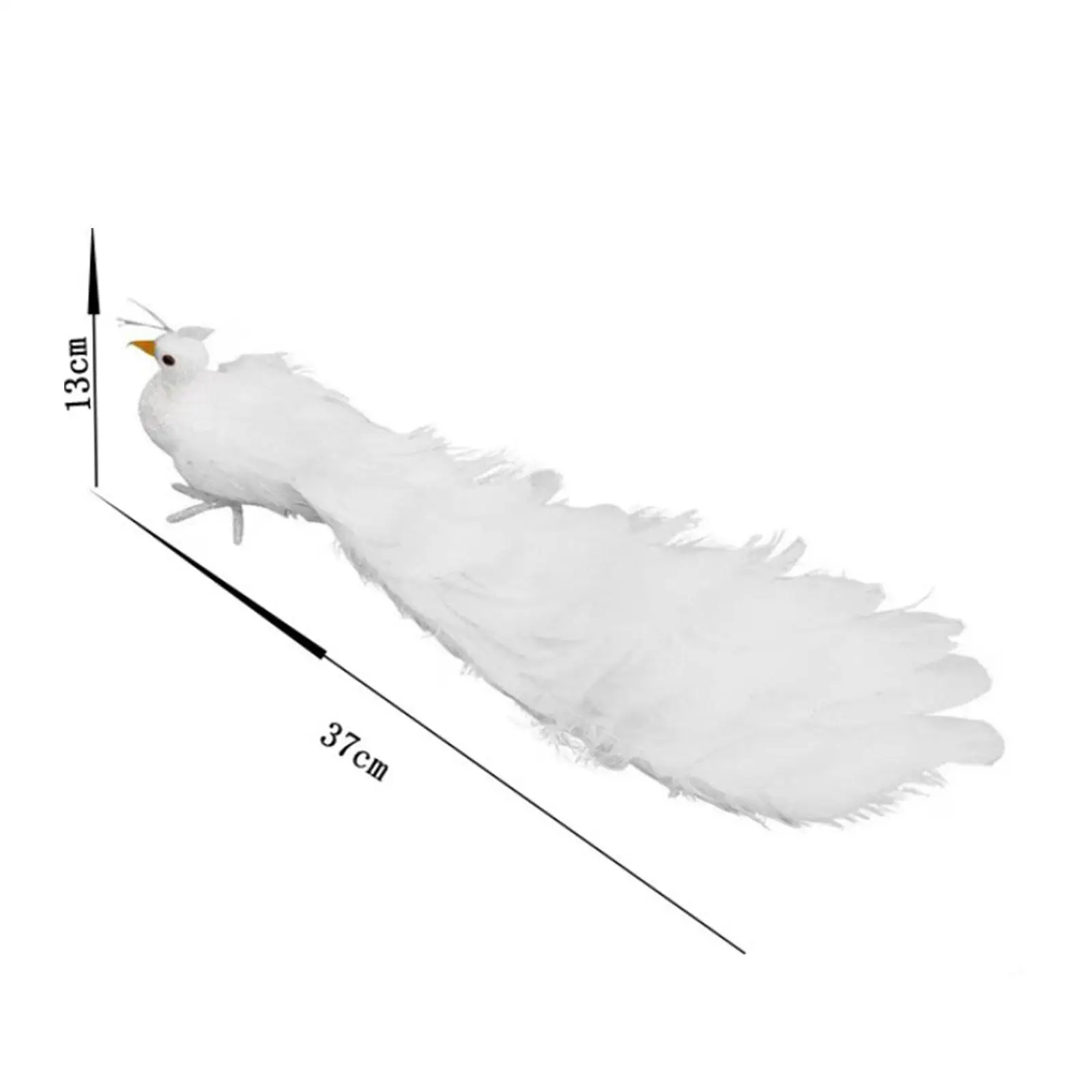 White Peacock Simulation Bird Animal Decorative Artificial Bird Statue for