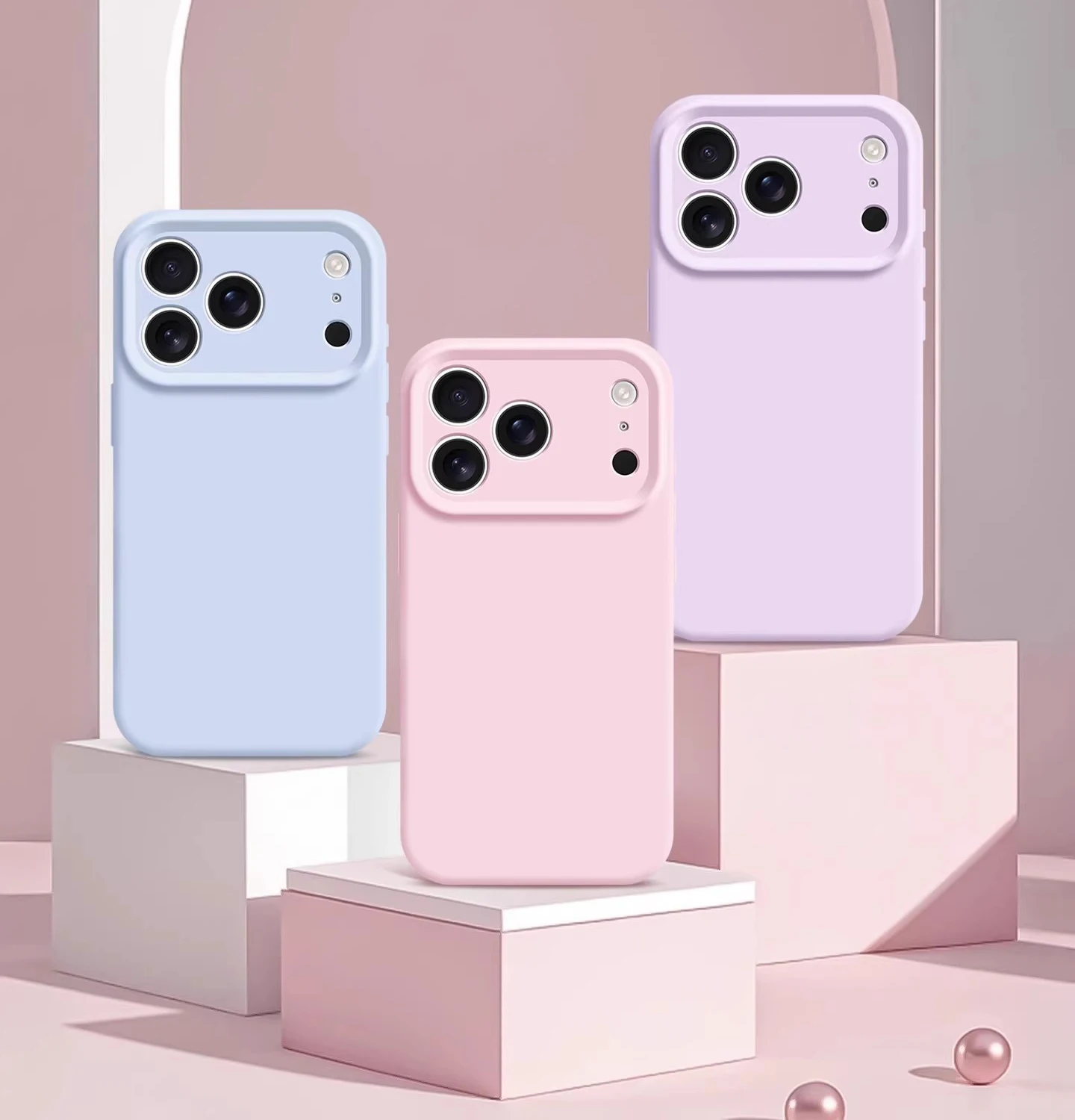 Flüssigsilikon-Handyhülle für iPhone 18 Pro Max 17Air 16 17 Pro 15 14 Plus mit Umhängeband und Kameraschutz – Detail 2