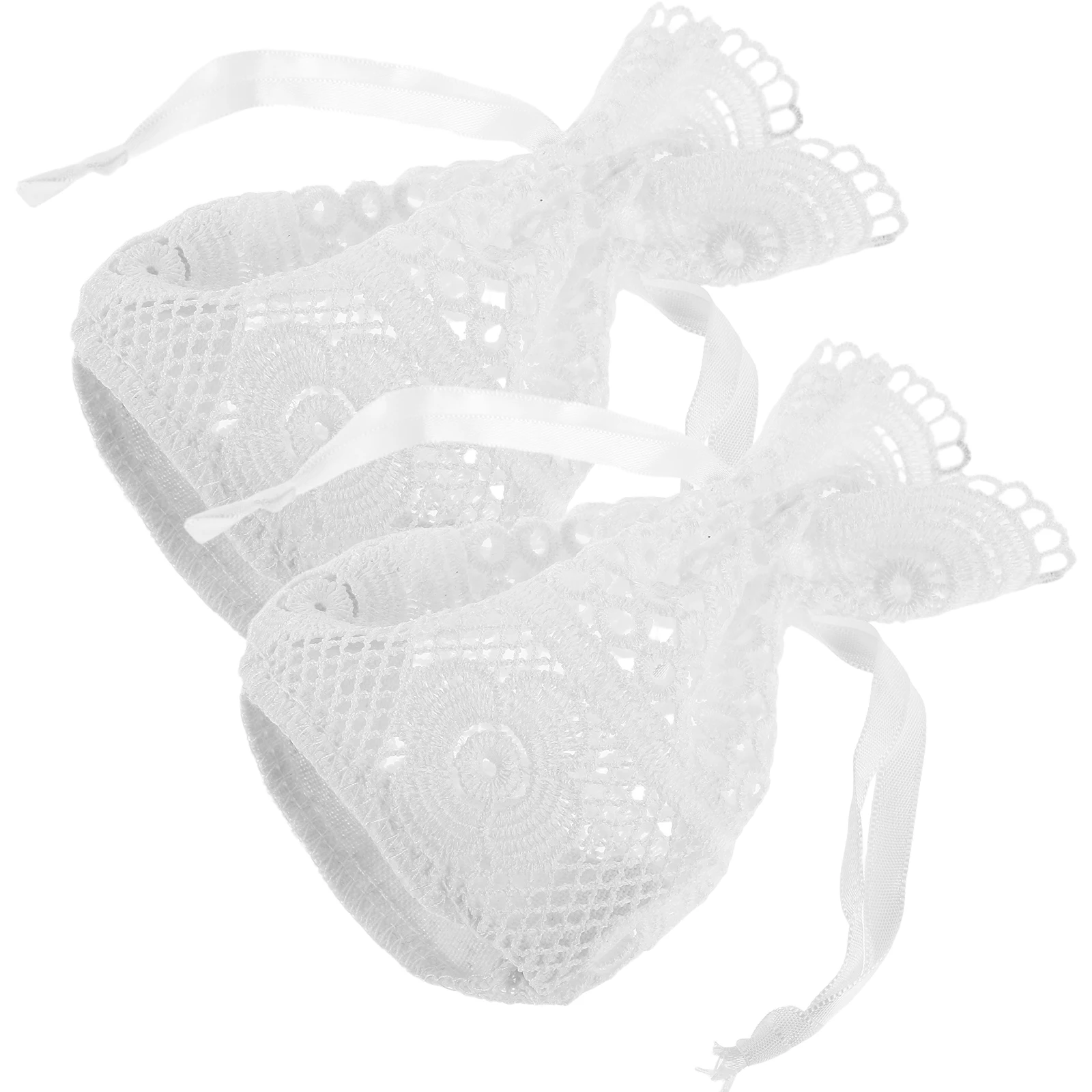 

2PCS White Lace Jewelry Pouches 10x14CM Cotton Linen Drawstring Compact SpaceSaving Burlap Sachet Bags Storage Solution