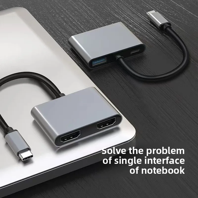 USB C to Dual 4K HD Display Adapter Thunderbolt3 Docking Station Hub Two Monitors for Windows10/11 Laptop Mirror and Extend Mode