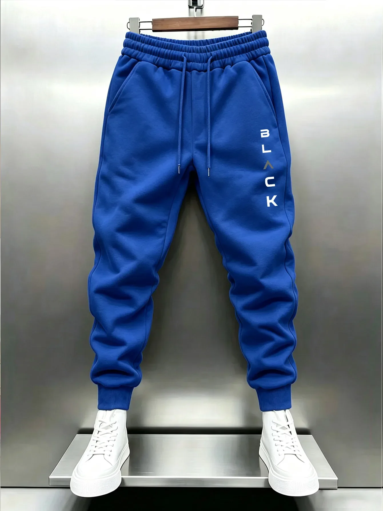 Schwarze Herren-Sporthose mit Schriftzug, Urbane Casual-Mode-Hose, Ganzjährig für Zuhause und Outdoor, Bequeme Weiche Jogginghose, Herrenbekleidung – Detail 11