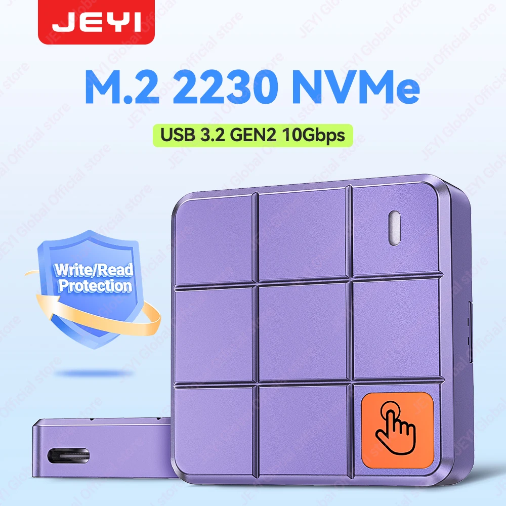 

Корпус NVMe JEYI M.2 2230 с сенсорным управлением, USB3.2 (10 Гбит/с) Корпус PCE SSD с защитой от записи/считывания, поддержка UASP TRIM