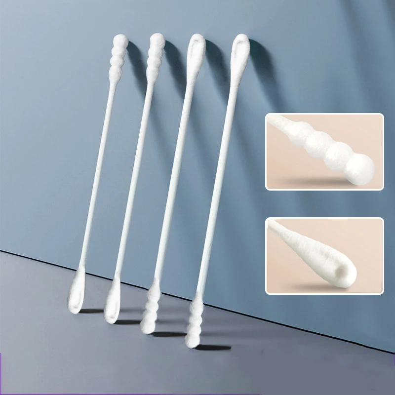 200pcs baby cotton swabs double-ended sterile cotton swabs spiral head ear and nose multifunctional cleaning stick