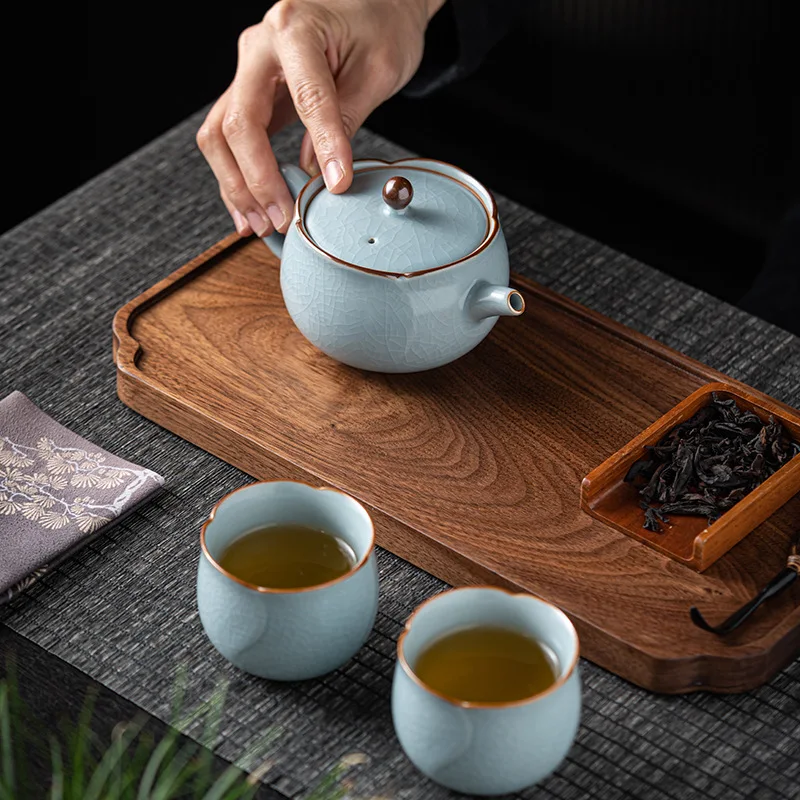 Ru Ware Teapot Ladies Azure Petals Pink Xi Shi Pot 2025 New Tea Making Single Light Luxury Household Set