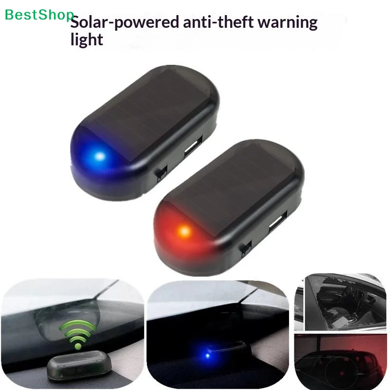 Solar Power Fake Car Alarm LED Warning Light Simulated Anti‑Theft Flashing Lamp Universal Vehicle Interior Security Indicator