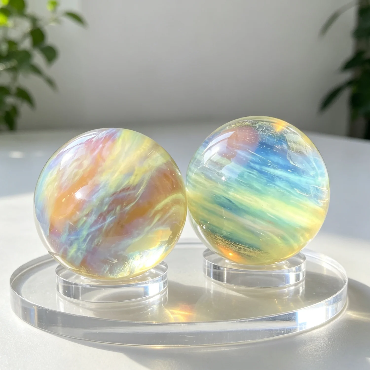 Polished Yellow Smelting Stone Sphere, Natural Rock Decor, Feng Shui Desktop Ornament, Reiki Healing Collectible Gift