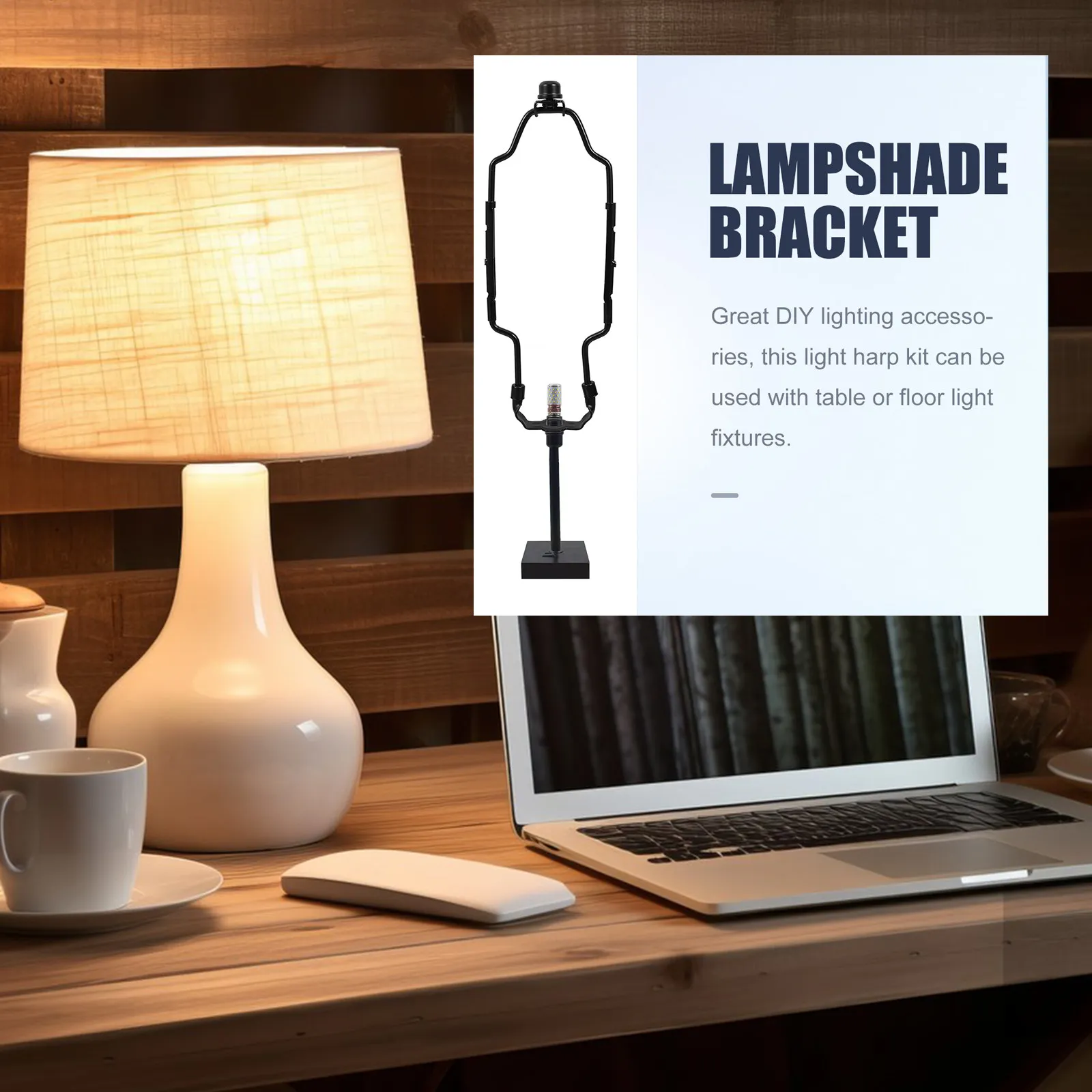 1Set Adjustable Lamp Harp Kit Harp Holder Bracket for Table Floor Lamp Shade Hardware Assembly with Finial Lampshade Bracket