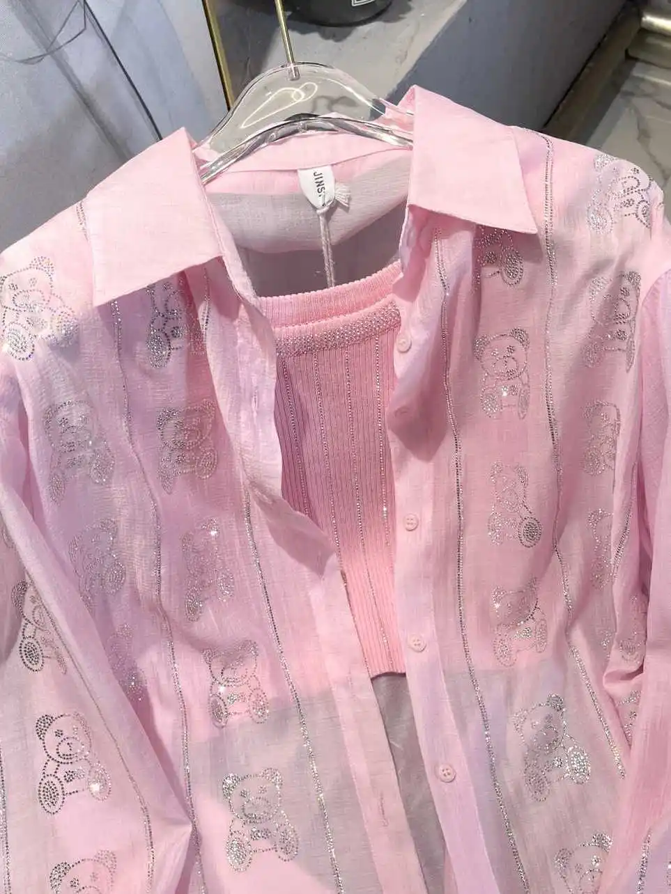 الدب طباعة فضفاضة المرأة irt صيف 2025 جديد Sle كريستال يشعر التخسيس حماية من الشمس طويل Sve طوق البوليستر #3