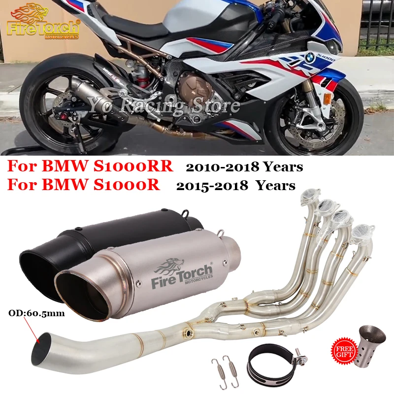 

For BMW S1000RR S1000r 2010 - 2018 Full System Motorcycle Exhaust Escape Moto Header Front Link Pipe Connect 60mm Muffler Moto