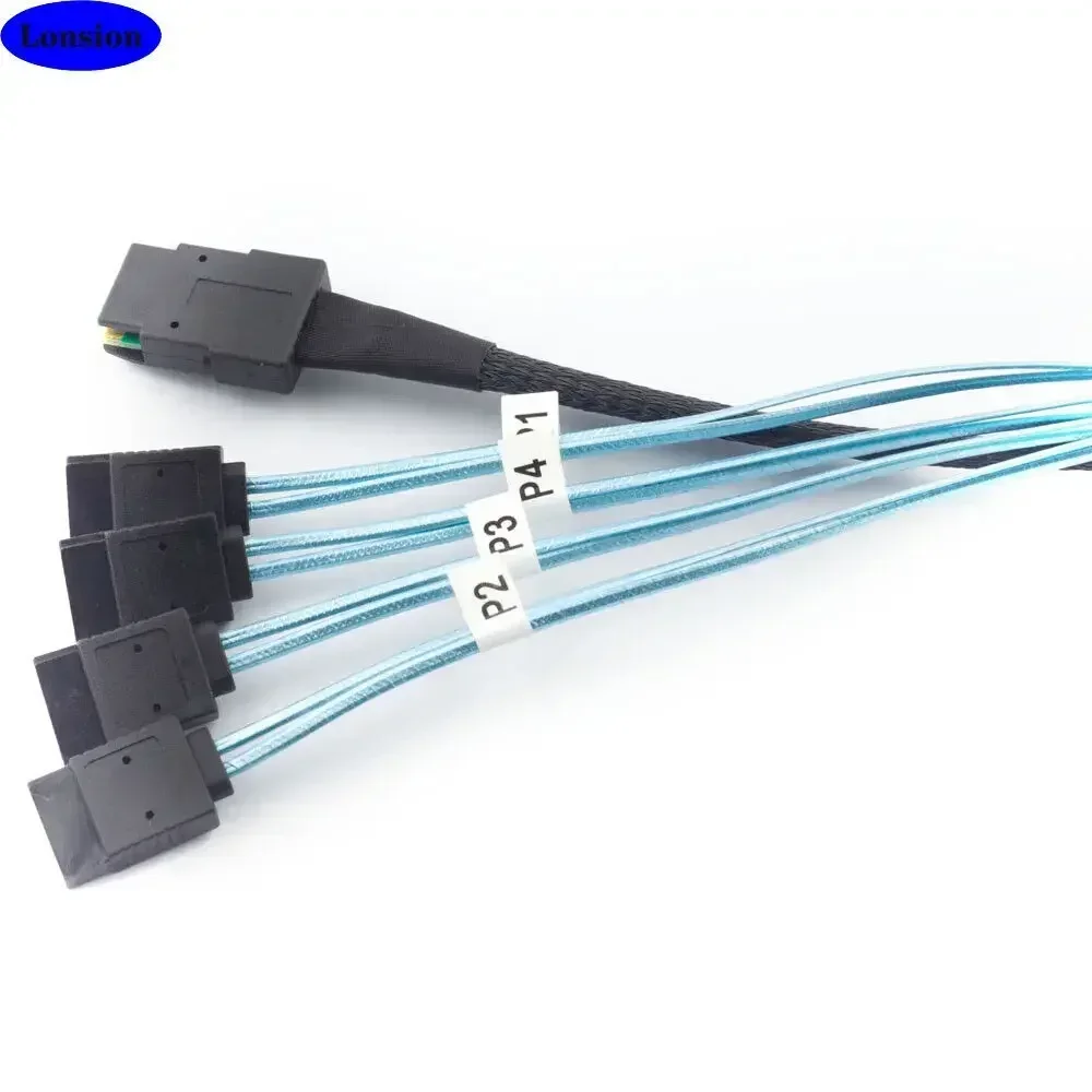 كابل توصيل MINI SAS SFF-8087 إلى 4 منافذ SATA عالي السرعة للخادم