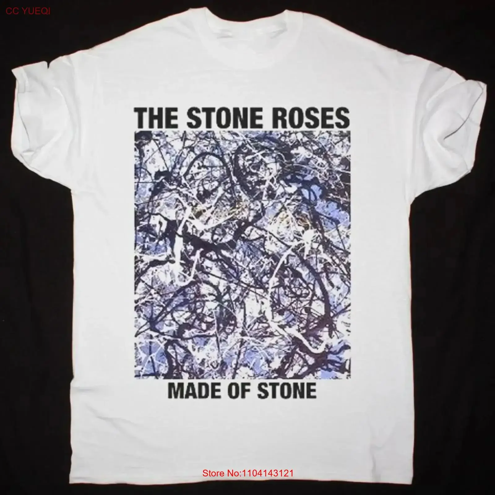 THE STONE ROSES Made Of Print White T shirts AHN02269 vintage Washed Stretched Top For Everyday Wear Breathable Unisex