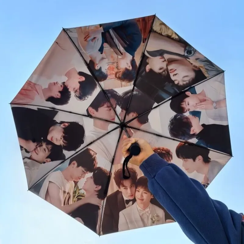 Xu You Yu Sheng 'Ziyu, Tian XuNing'Supporting Celebrity Surrounding Three fold Automatic Umbrella with Bright Pattern Umbrella '
