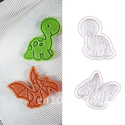 

Dinosaur Biscuit Embossing Mould 4PCS Cookies Cutter Mold Sugar craft Dessert Baking Silicone Mold for Soap chocolate