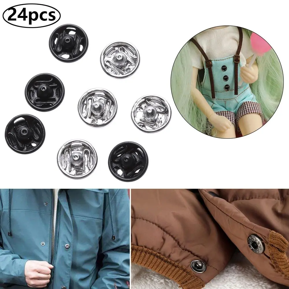 24pcs Mini Button Buckle DIY Doll Clothes 5mm Metal Buckle Invisible Snap for 1/6 Doll Clothing Sewing Accessories