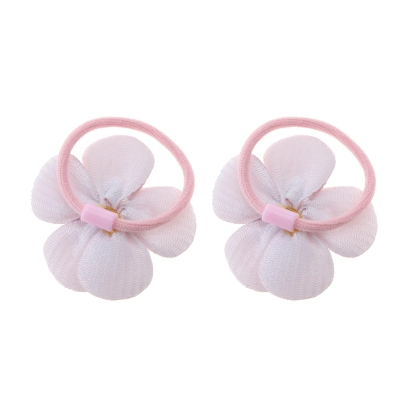 2PCS Flower Hairbands Girls Elastic Ponytail Holder Child Hair Ropes