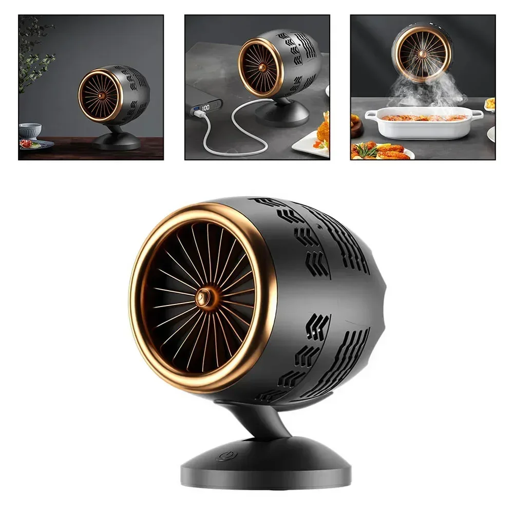 Black USB Kitchen Purifier Fast Smoke Absorption Kitchen Fan Compact Smoke Absorber USB Powered Multi-angle Adjustment