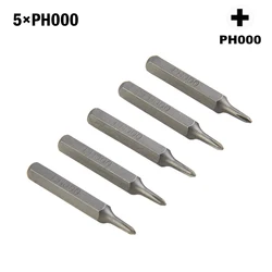 5 Pcs Cross Screwdriver Bits H4×28mm PH0000 PH000 PH00 PH0 PH1 PH2 4mm Hex Shank For Hand Repair Tool