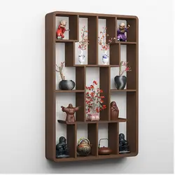 Chinese solid wood antique shelf wall hanging living room wall shelf simple modern display shelf tea set storage