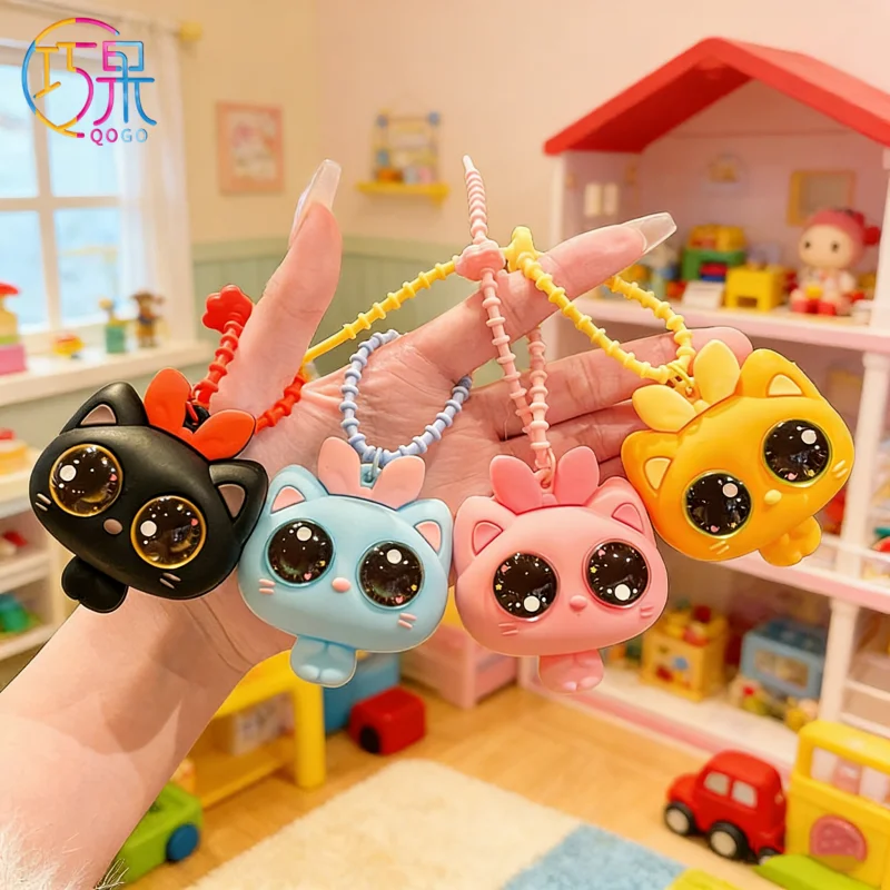 Creative cute decompression pinch eye-catching cat cartoon exquisite fashion keychain bag pendant gift for friends