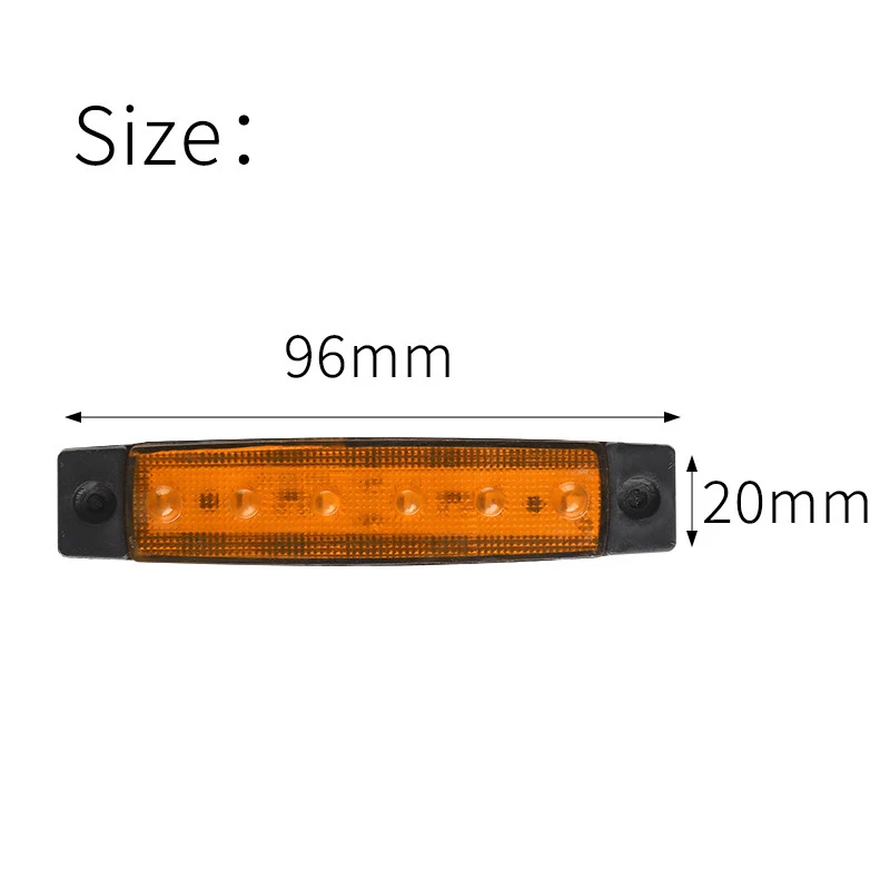 Luzes LED externas do carro, indicador lateral do marcador, aviso do reboque baixo, lâmpada de freio do lado traseiro, ônibus, caminhão, 6LEDs, 24V, 12V