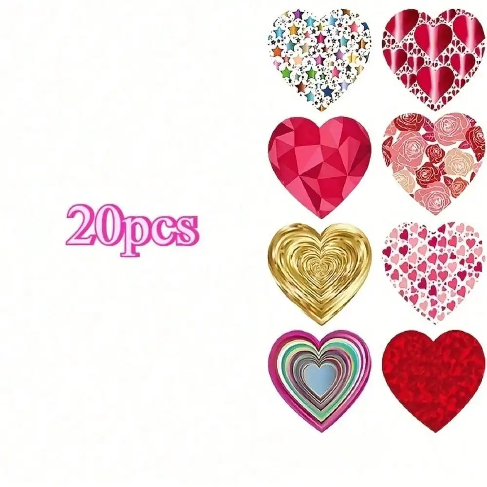 Heart-Shaped Valentine Stickers, Pink Romantic Sealing Labels for Gift Wrapping, Scrapbooks, Parties & Weddings