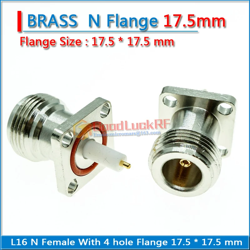 L16 N Female Jack 4 hole Flange O-ring Bulkhead Panel Mount Nut Waterproof 17.5 * 17.5 mm PTFE Brass RF Coaxial Adapters