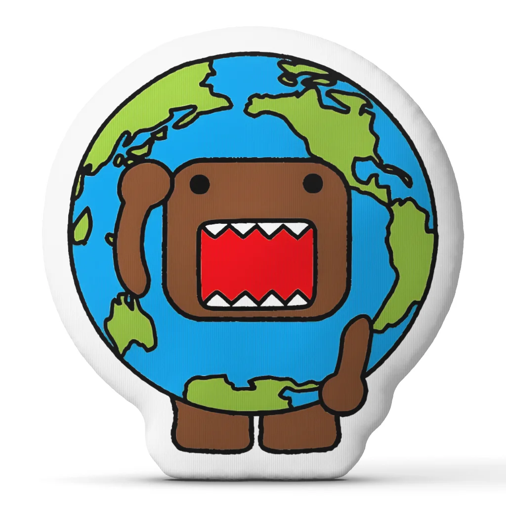 Domo Kun World Globe Shaped Throw Pillow Irregular Stuffed Cushion Cartoon Character Home Decor Sofa Accent Gift for Bedroom