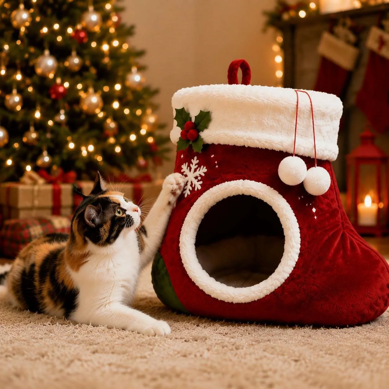 cuccia-a-forma-di-calza-natalizia-rossa-morbida-e-foderata-in-peluche-ideale-come-cuccia-per-animali-domestici-calda-e-confortevole-per-l'inverno-perfetta-per-piccoli-animali-e-gatti
