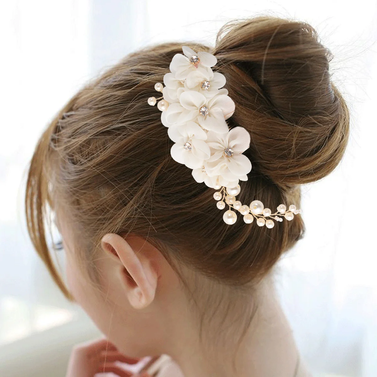 

Bridal Hair Pin Women Accessory Flower Hairpin Accessories for Comb Clips Headgear Pearl