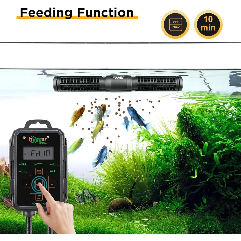 Aquarium Wave Maker, Adjustable Cross Flow Pump with LED Display Controller, Magnetic DC 24V Aquarium Powerhead for Freshwater