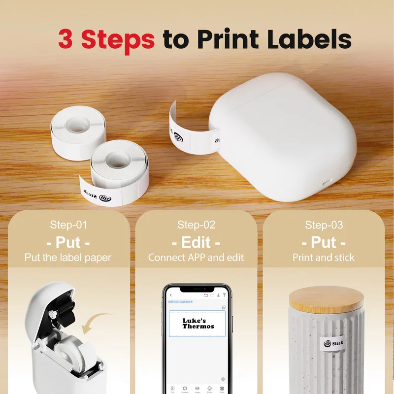 L11 Mini Label Printer with 14*30 Gradient Thermal Printing Paper Included