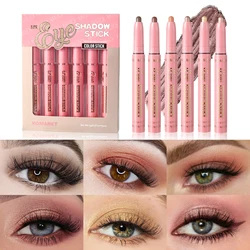 6Pcs Set Matte Effect Eyeshadow Stick   Natural and long-lasting Multi-purpose Shiny Metallic Matte Shimmer Highlighting Eyeline