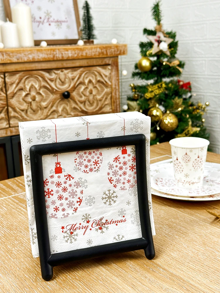 Three-layer Printed Christmas Napkins, Snowflake Pattern, Colorful Paper Napkins for Home, Party Decoration, 50 Pcs