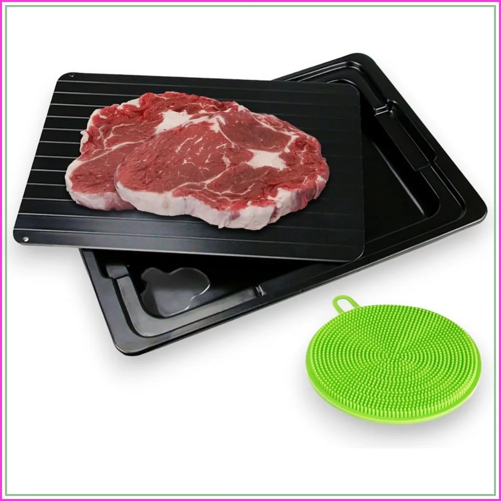 Rapid Meat Defrosting Tray – Fast Thaw Board, Non-Stick, Safe & Natural, with Drip Tray, Easy Clean