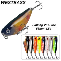 WESTBASS 1PCS Noisy VIB Lure 55mm-4.5g Sinking Vibration Fishing Bait Diving Hard Wobbler Pencil Bass Swimbait Winter Isca Pesca