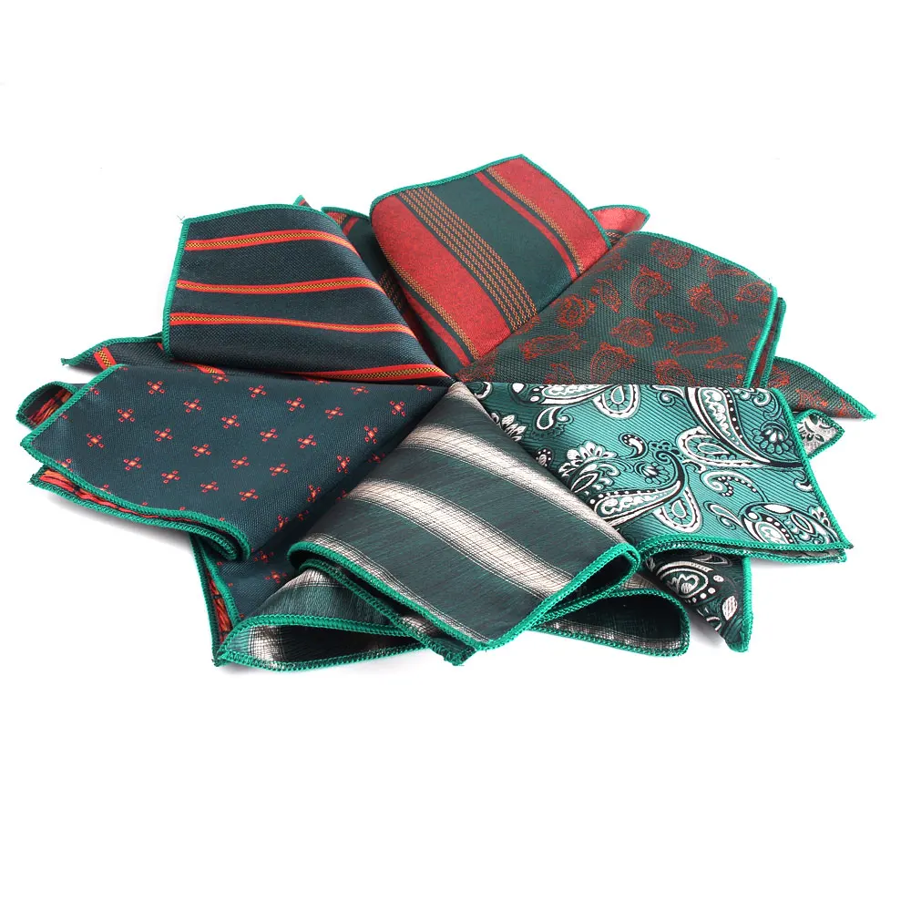 New Green Pattern Pocket Square For Men Women Plaid Chest Towel Wedding Gentlemen Hankies Men\'s Suits Handkerchief Pocket Towel