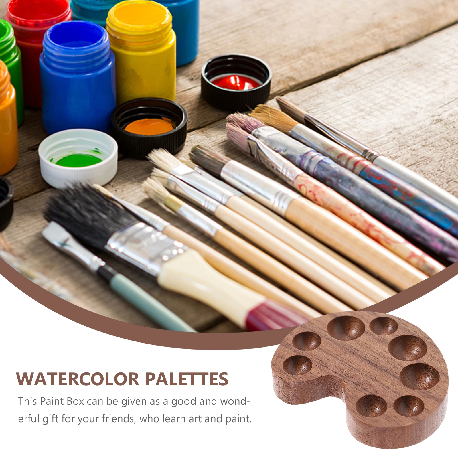 

Premium Wooden Watercolor Box Durable Pigment Holder With Lid Mini Color Palette Case Art Supplies Paint Box Palette