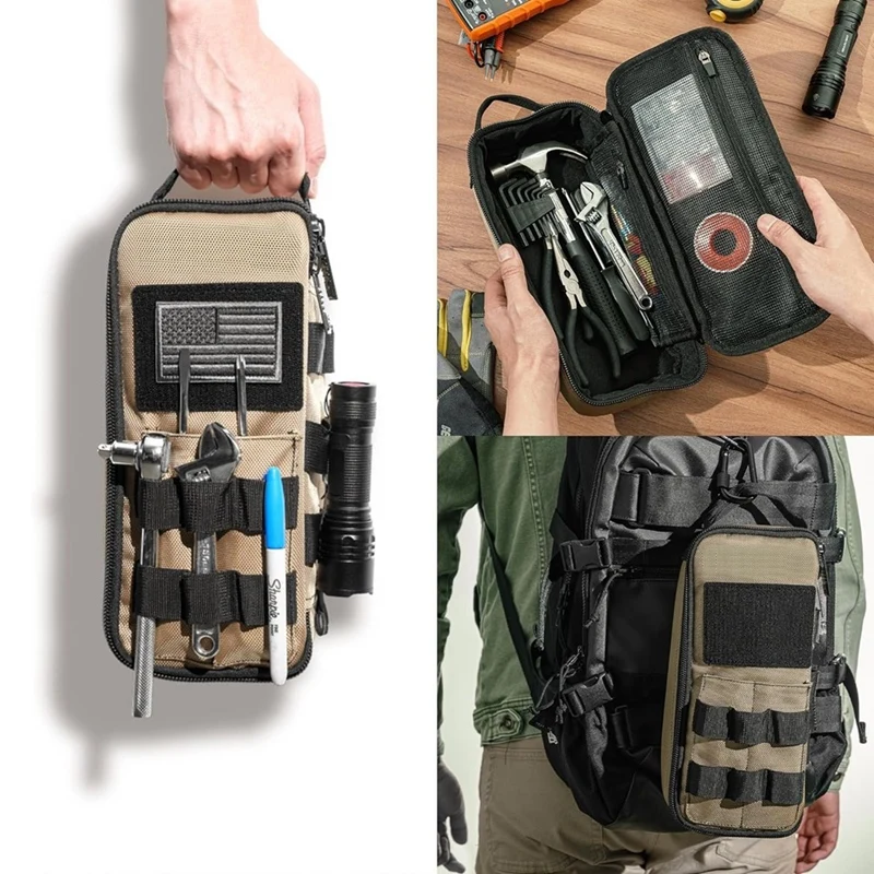 Heavy Duty Small Tool Bag Pouch Portable Utility Organizer Case Perfect for EDC, Motorcycle, Road Bike, Electricians-A07G view 5