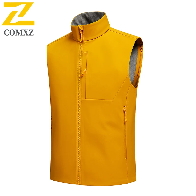 

2025 New Men Vest Soft Shell Fleece Warm Windproof Waterproof Wear-resistant Stand Up Collar Jacket Outdoor Fishing Camping Vest