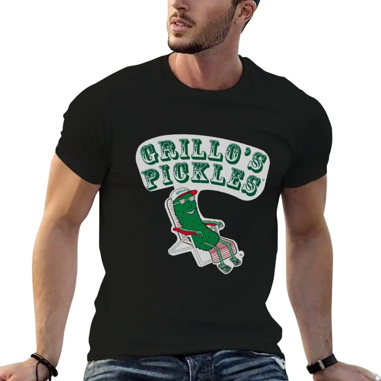 Grillo's Pickles T-Shirt tops oversizeds graphic tee shirt Men's cotton t-shirt