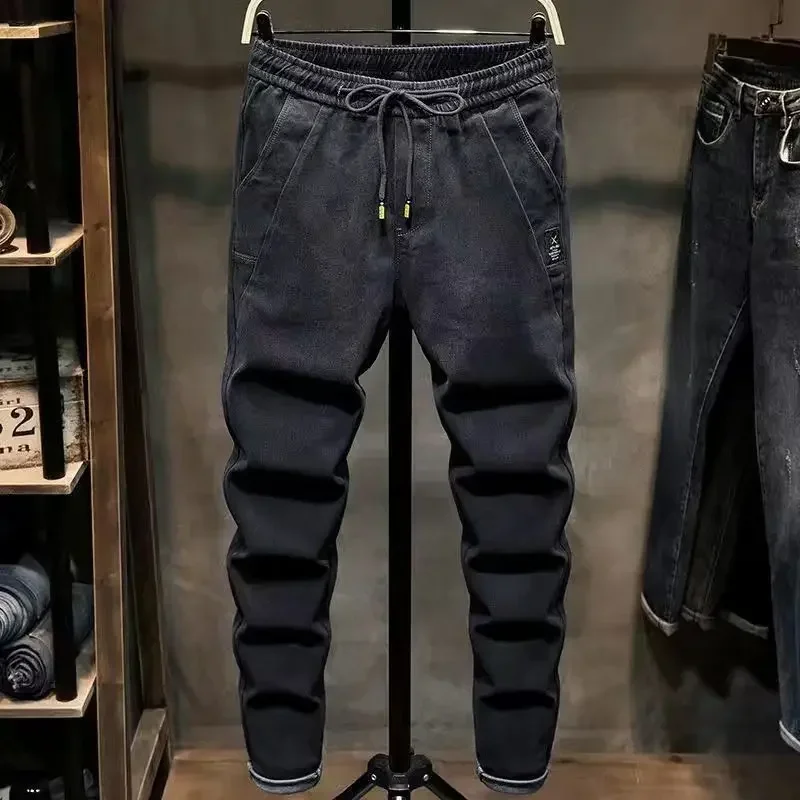 

Trousers Man Work Wear Stretch Cargo Pants for Men Fleece-lined Jeans Winter Grey Spandex Harajuku Luxury Street Loose Cheap Y2k