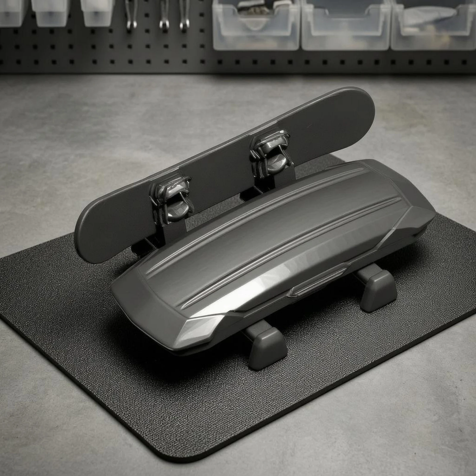 

Miniature Car Roof Box Molded Panel Lines Scale Rooftop Cargo Box Miniature Rooftop Exterior Accessory Front Latch Feature