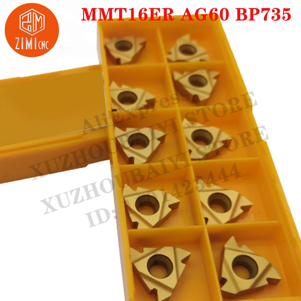 MMT16ER AG60 BP735 MMT16ER AG60 External Carbide Thread Inserts CNC Tools Turning Cutter Inserts Tools metal lathe cutting tools