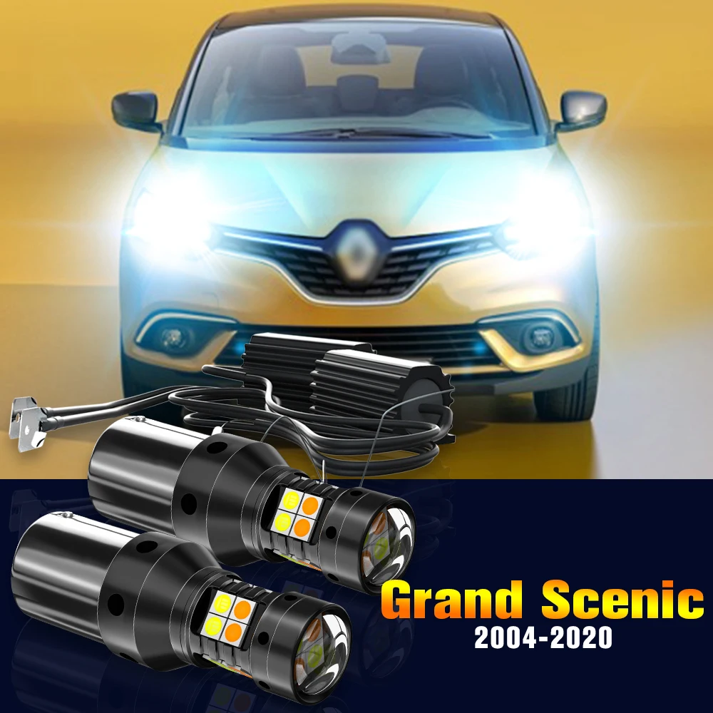 

2pcs LED Dual Mode Turn Signal+Daytime Running Light DRL Lamp For Renault Grand Scenic 2 3 4 2004-2020 2009 2010 Accessories