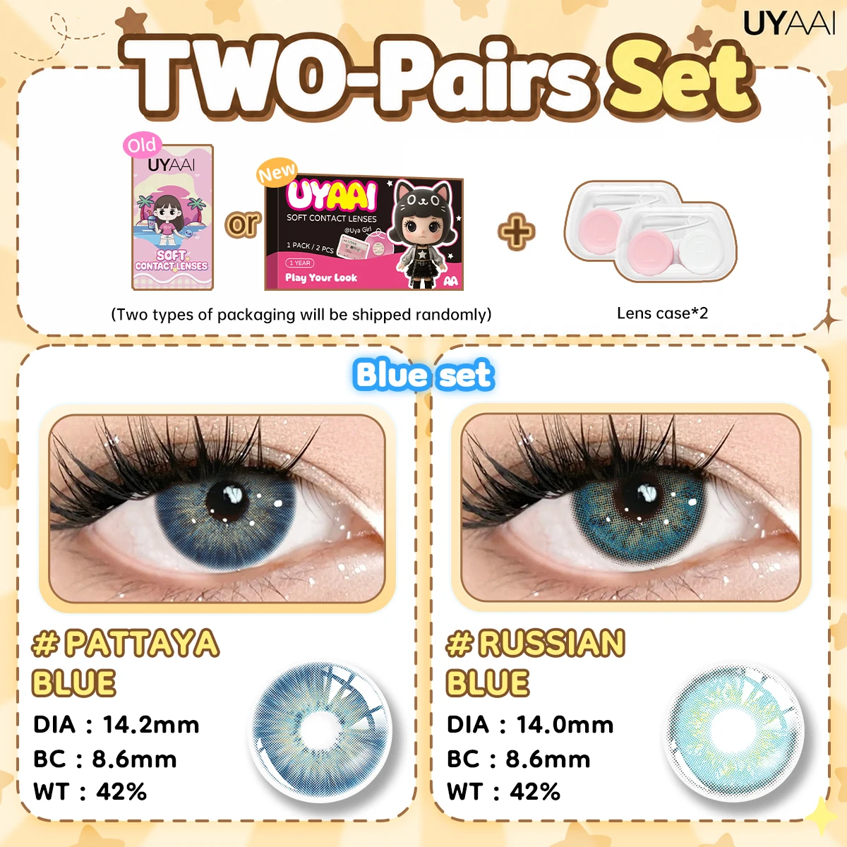 UYAAI [2 Paar Set] Farbkontaktlinsen für Damen, Make-up, grüne Linsen, natürliche graue Pupillen, kosmetische braune Kontaktlinsen, schwarze Linsen – Detail 6