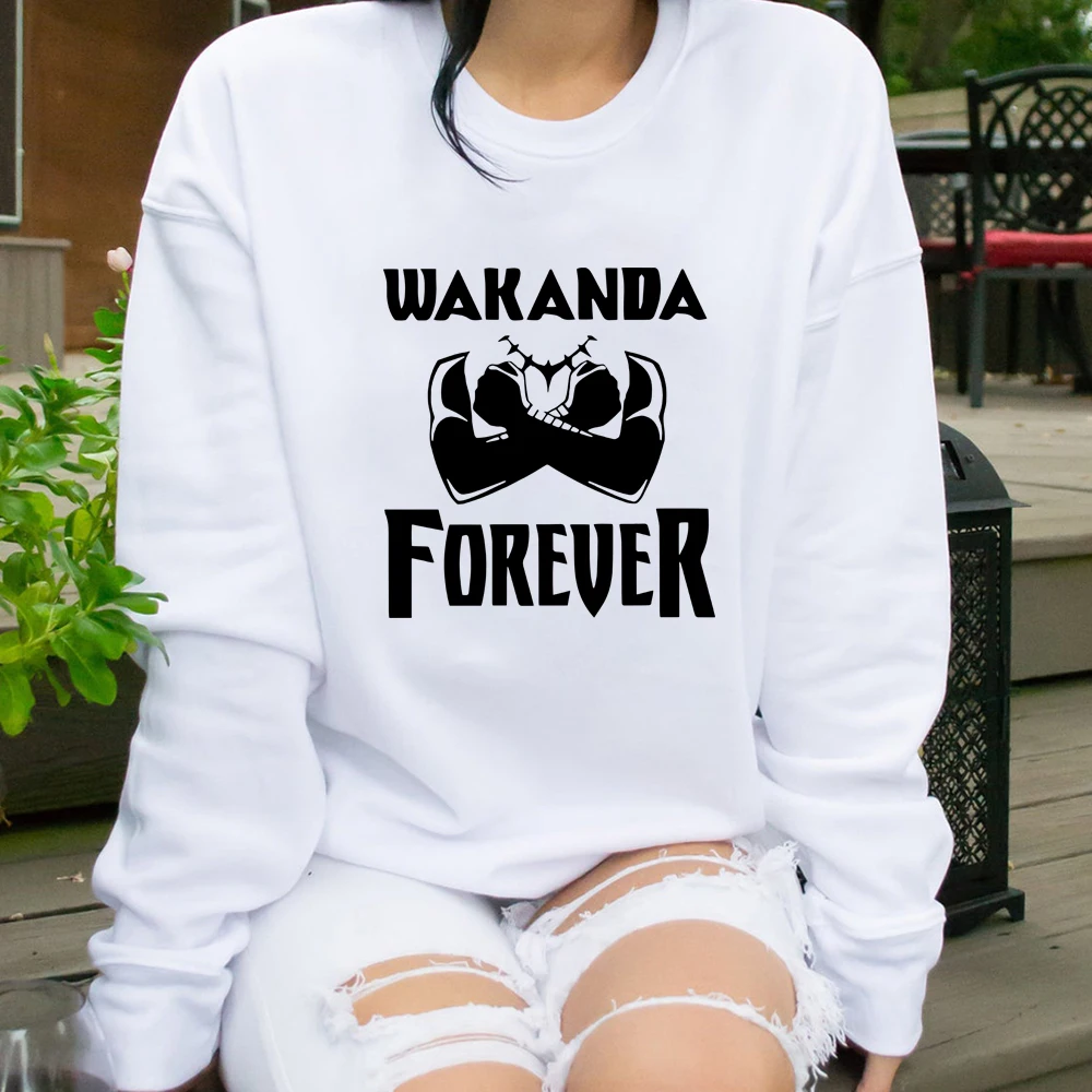 

Wakanda Forever Sweatshirt King of Wakanda Hoodie Panther Black King Jumper Vintage Superhero Crewneck Sweatshirts Hipster Tops