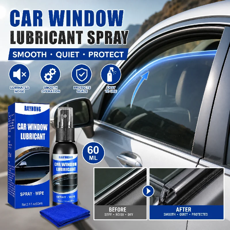 Car Window Lubricant Spray 60ml Silky Lifting Glass Sunroof Track Sealant Rubber Lubrication Noise Elimination