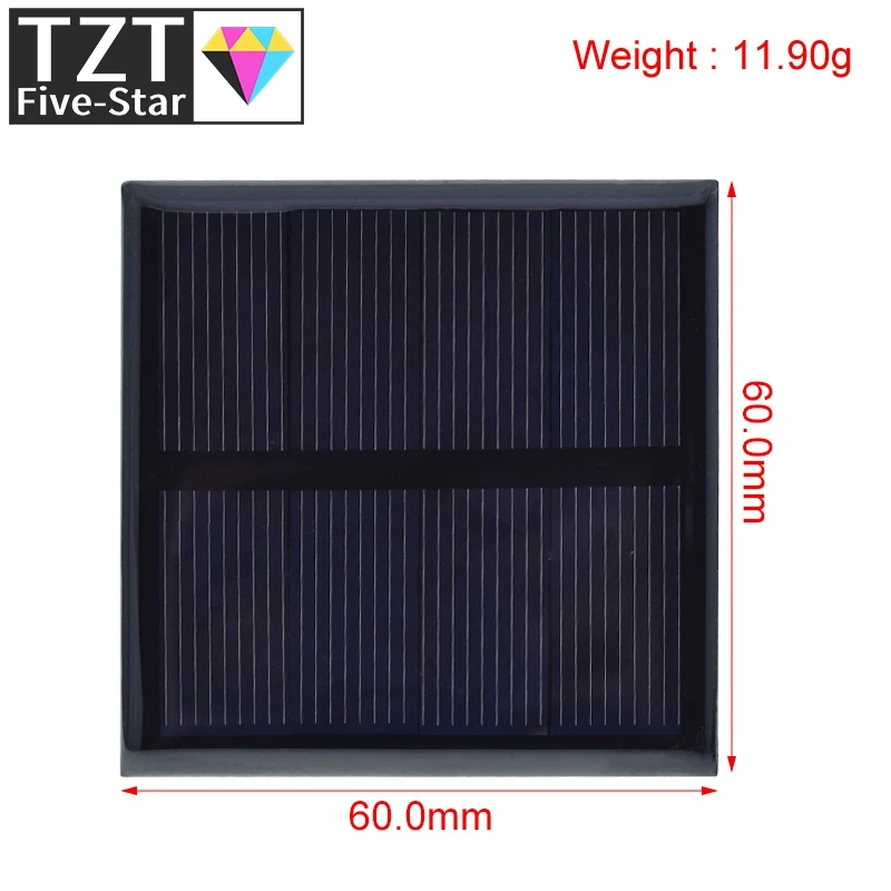 TZT 1/5pcs Solar Cell 2V 150mA 0.3W 60*60MM Solar System DIY For Battery Cell Phone Charge Polycrystalline Solar Panel