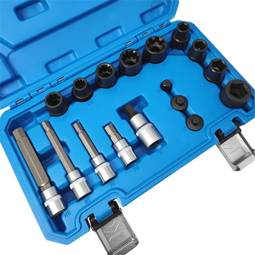 VEHICULOS 17PCS Hex & Socket Set Brake Caliper Brake Pad Brake Caliper Screw Disassembly Sleeve Tool