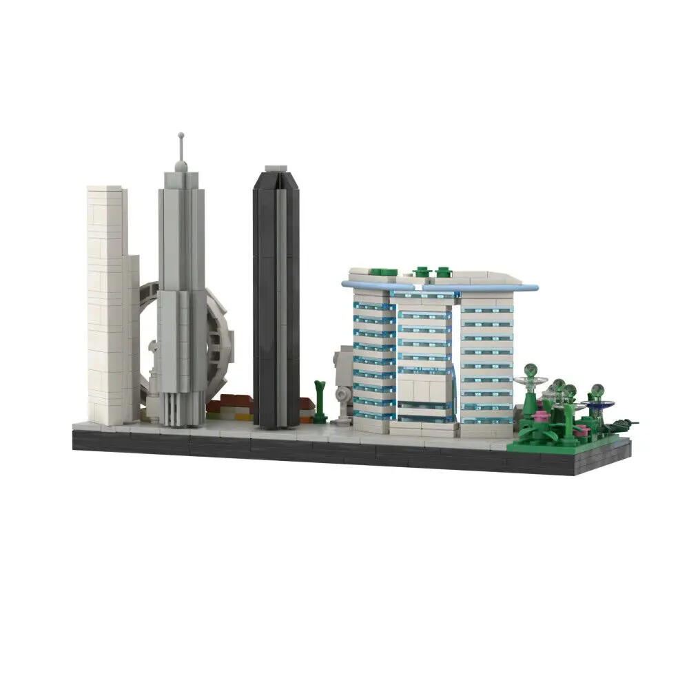 Modelo de Skyline de Arquitectura de Singapur, 504 piezas, juego de juguetes de construcción, MOC Build